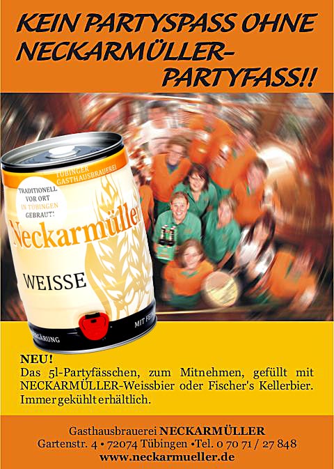 Stocherkahn Tübingen. Neckarmueller Party barrel